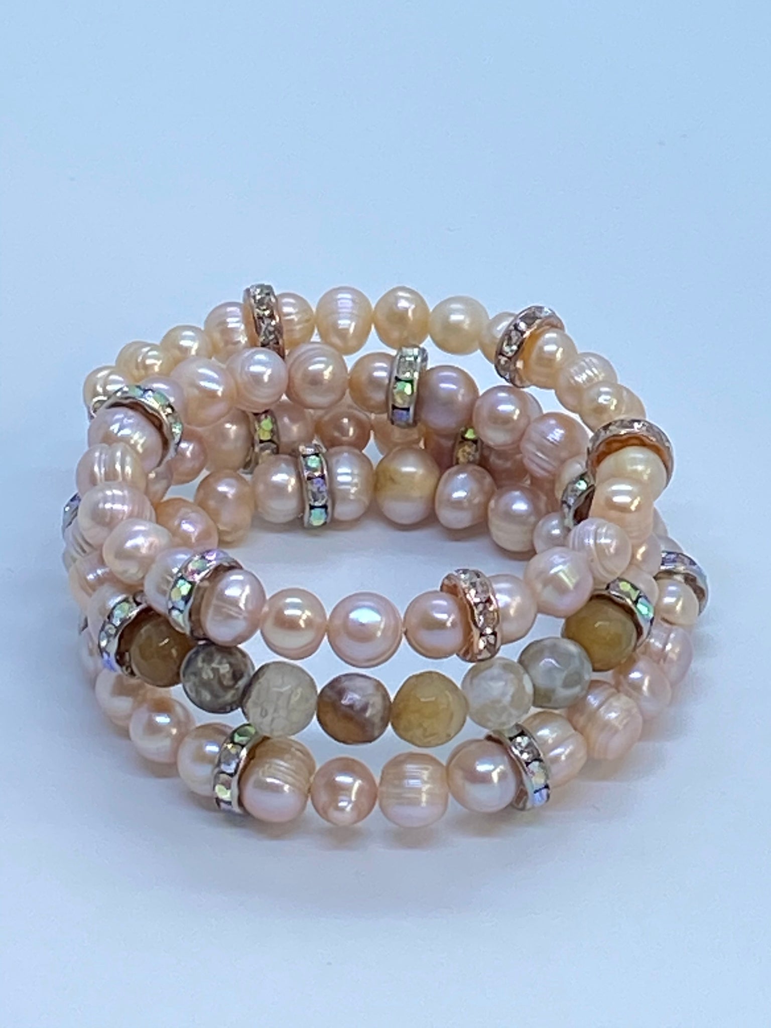 Baroque pearl with Agate wrap Bracelet